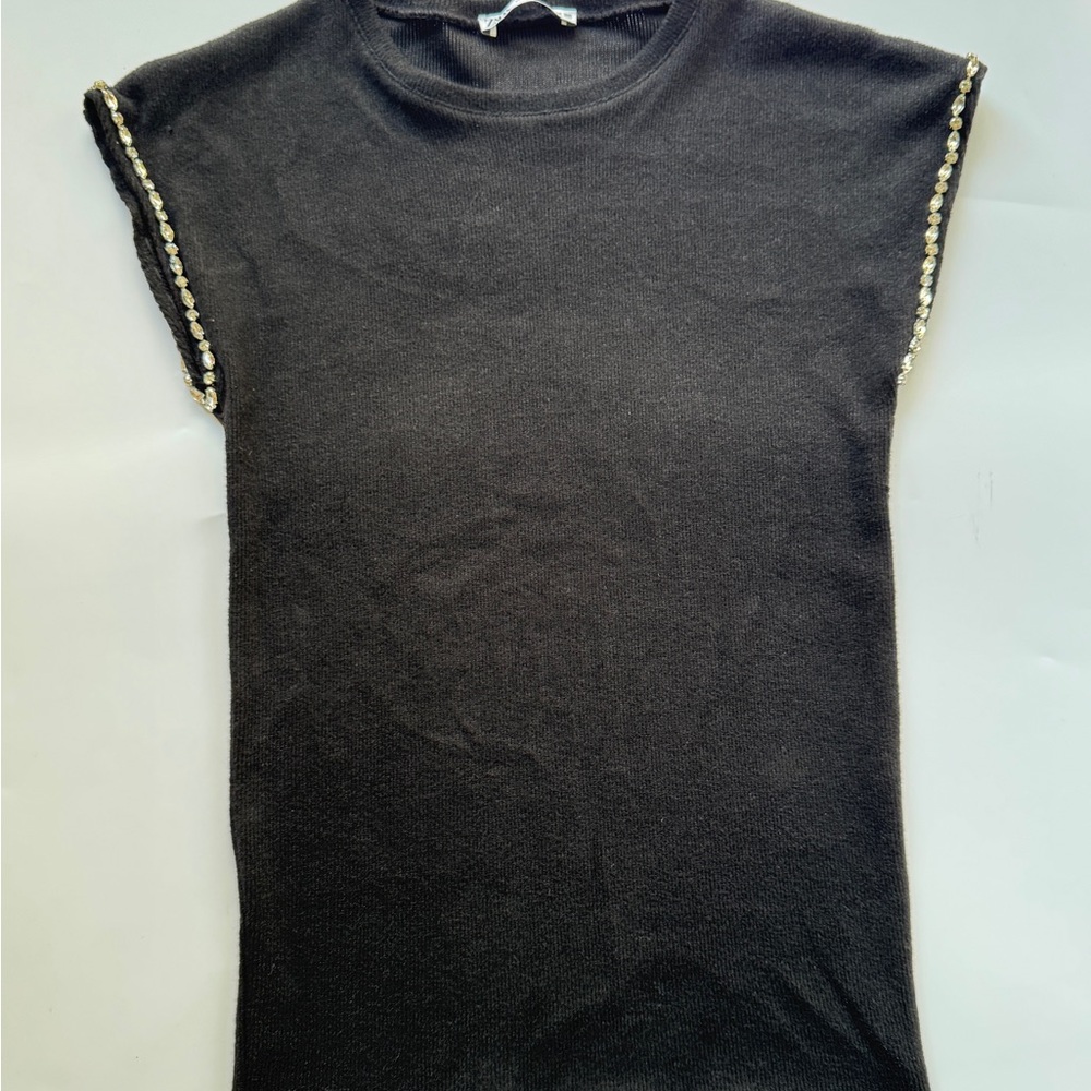 Zara Shirt Rhinestone Trim